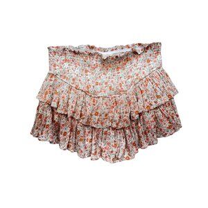 Ultra Flirt Womens Tiered Floral Mini Smocked Skirt Plus Sze 1X Orange Y2K